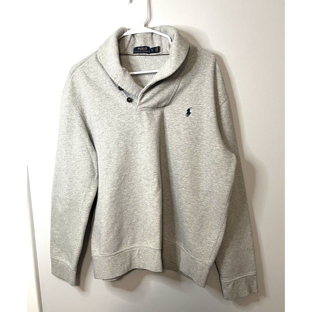 Polo by Ralph Lauren Light Gray Shawl Collar Sweatshirt with Navy Pony